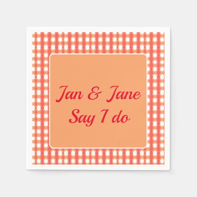 Retro Mid Century Orange & Pink Wrapping Paper Serviette (Vorderseite)