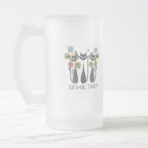 Retro Mid Century Schwarze Atomkatzen MCM Mattglas Bierglas