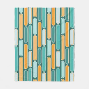 Retro-Mid-Century-Streifen Aqua, Türkis, Orange Fleecedecke