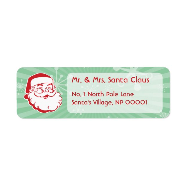 Retro-Mid-Century-Weihnachtsmann-Rücksende-Adresse (Vorne)