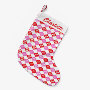 Retro-Mid-Mod-Atom-Muster Rosa Rot Personalisiert Kleiner Weihnachtsstrumpf