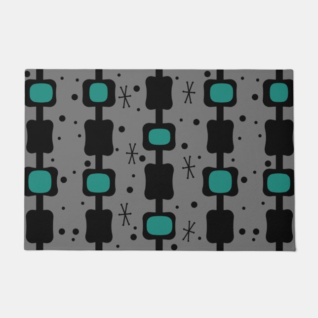 Retro Mid Mod Columns Box Aquamarin Fußmatte (Vorderseite)