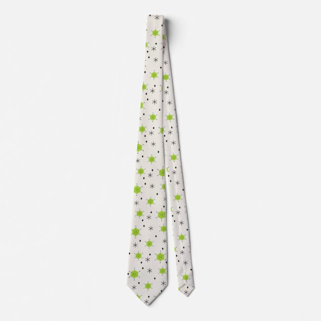 Retro Mid Mod Sternenexplosion Himmel Chartreuse Krawatte (Vorderseite)