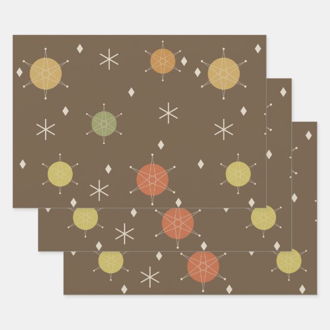 Retro Mid Mod Sternexplosion Sky mehrfarbig Geschenkpapier Set (Set)