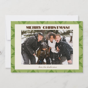 Retro Mid Modern Green Geometric Christmas Feiertagskarte