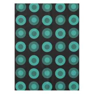 Retro MidCentury Dots Black Aquamarin Tischdecke