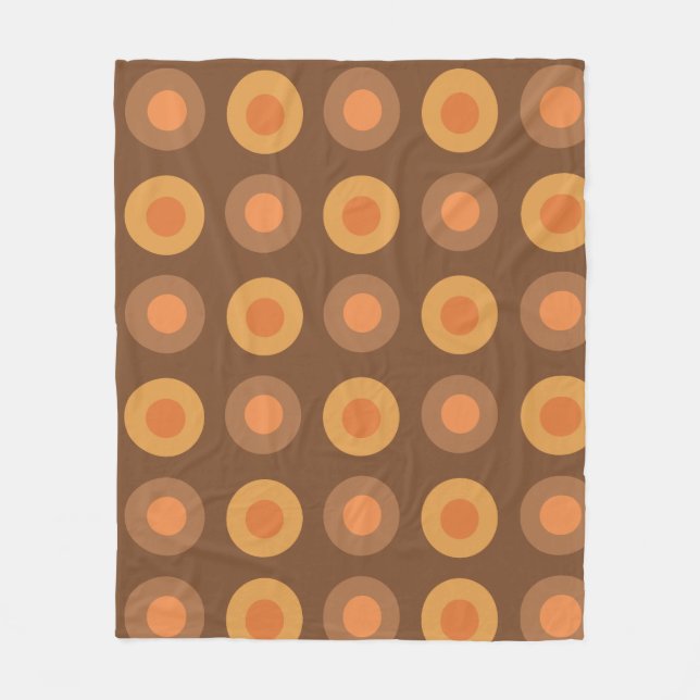 Retro MidCentury Dots Burnt Orange Fleecedecke (Vorderseite)