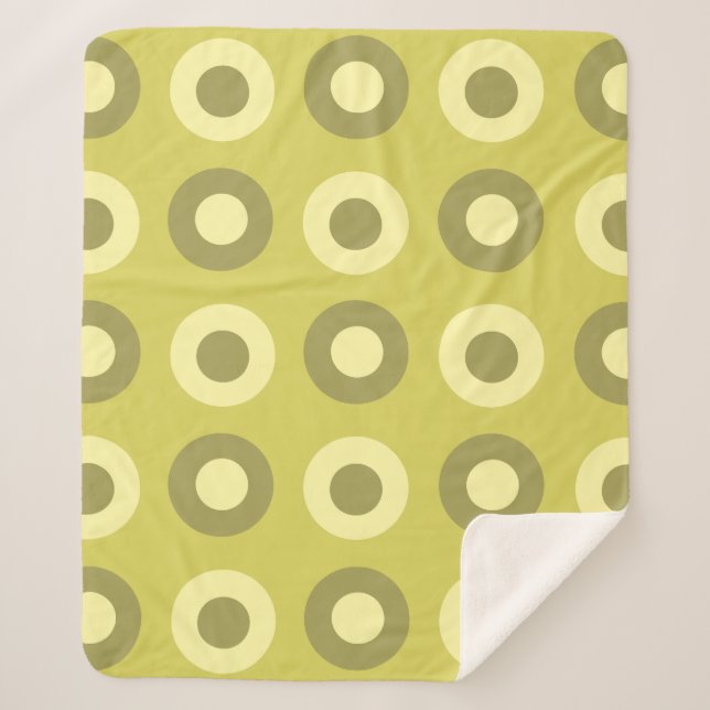 Retro MidCentury Dots Chartreuse Sherpadecke (Vorderseite)