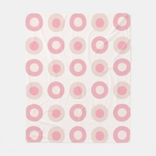 Retro MidCentury Dots Pink Vanilla Fleecedecke