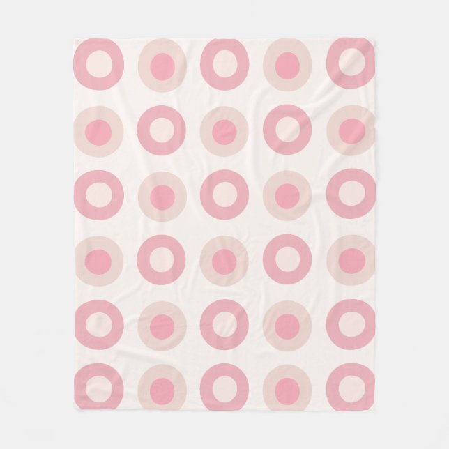 Retro MidCentury Dots Pink Vanilla Fleecedecke (Vorderseite)