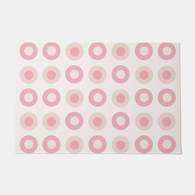 Retro MidCentury Dots Pink Vanilla Fußmatte (Vorderseite)