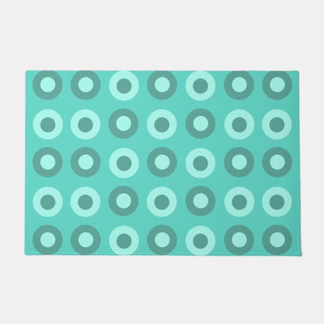 Retro MidCentury Dots Türkis Fußmatte (Vorderseite)