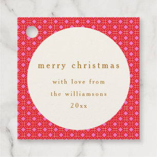 Retro MidCentury Rosa Niedliches Weihnachtsfest Geschenkanhänger