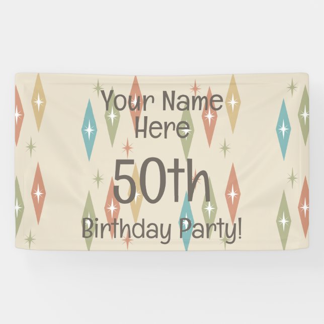 Retro Midjahrhundert 50. Geburtstag Banner (Horizontal)
