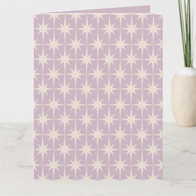 Retro Midjahrhundert 50er Star Pattern in Lilac Karte (Vorderseite)