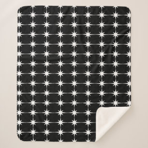 Retro Midjahrhundert Modernes Star Pattern Schwarz Sherpadecke