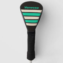 Retro Midnight Mint Across Striping with Name Golf Headcover