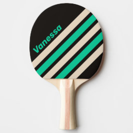 Retro Midnight Mint Angled Striping with Name Tischtennis Schläger