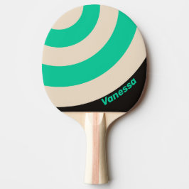 Retro Midnight Mint Kreis Streifen mit Namen Ping Tischtennis Schläger