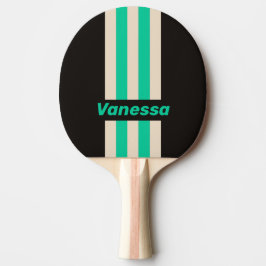 Retro Midnight Mint Pin Streifen mit Namen Tischtennis Schläger