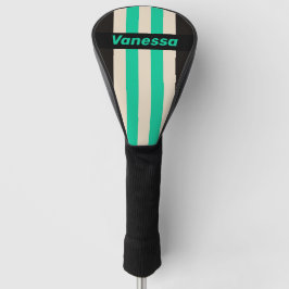 Retro Midnight Mint Pin Stripes with Name Golf Headcover