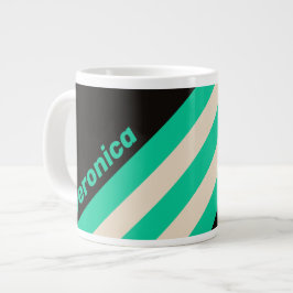 Retro Midnight Mint Streifen mit Namen Jumbo-Tasse