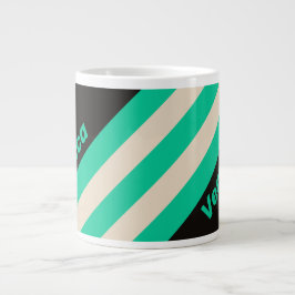 Retro Midnight Mint Streifen mit Namen Jumbo-Tasse