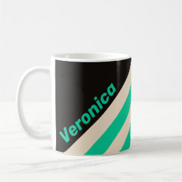 Retro Midnight Mint Streifen mit Namen Kaffeetasse
