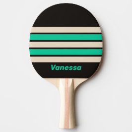 Retro Midnight Mint Streifen mit Namen Tischtennis Schläger