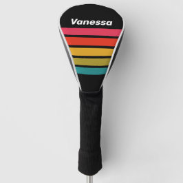 Retro Midnight Rainbow Across Striping with Name Golf Headcover