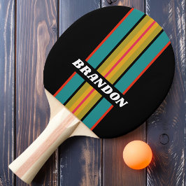 Retro Midnight Rainbow Kundgebung Strip mit Name Tischtennis Schläger
