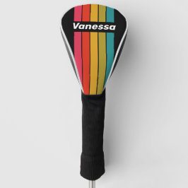 Retro Midnight Rainbow Pin Striped with Name Golf Headcover