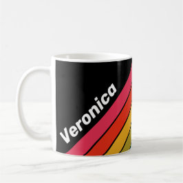 Retro Midnight Rainbow Striped with Name Kaffeetasse