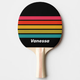 Retro Midnight-Regenbogen über Streifen mit Namen Tischtennis Schläger