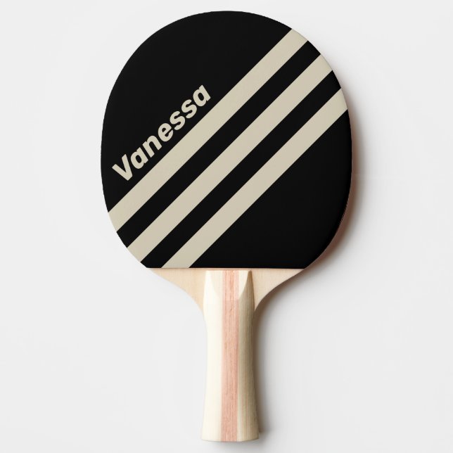 Retro Midnight Three Angled Striping with Name Tischtennis Schläger (Vorderseite)
