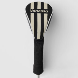 Retro Midnight Three Pin Stripes with Name Golf Headcover