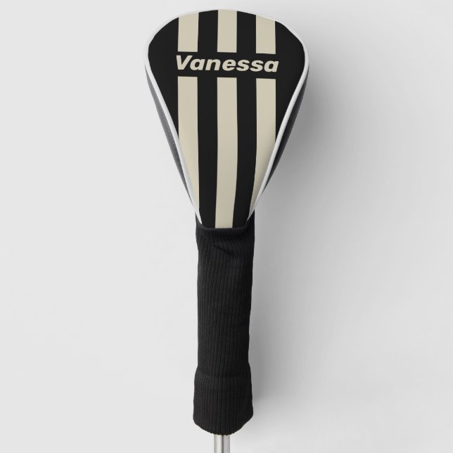 Retro Midnight Three Pin Stripes with Name Golf Headcover (Vorderseite)