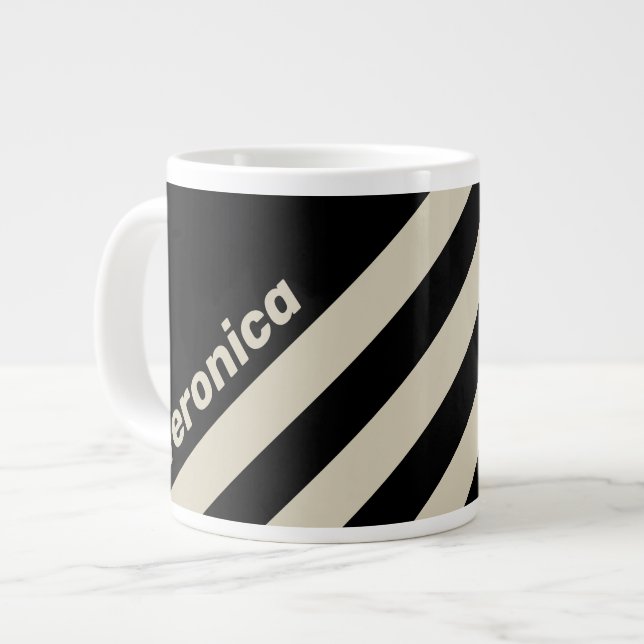 Retro Midnight Three Stripes with Name Jumbo-Tasse (Vorderseite Links)