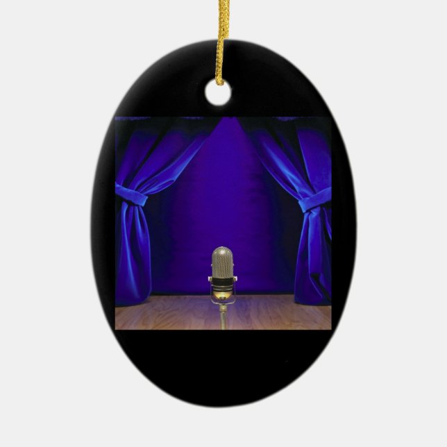 Retro Mikrofon auf Bühne Keramikornament (Vorne)