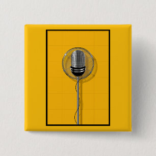 Retro Mikrofon auf kräftigem Gelb Button