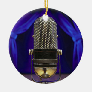 Retro-Mikrofon & Bühnenvorhänge Keramik Ornament