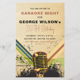 Retro-Mikrofon Karaoke-Party Einladung