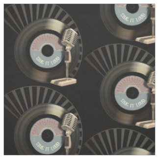 Retro Mikrophon und Vinyl 45 Schallplatte Stoff