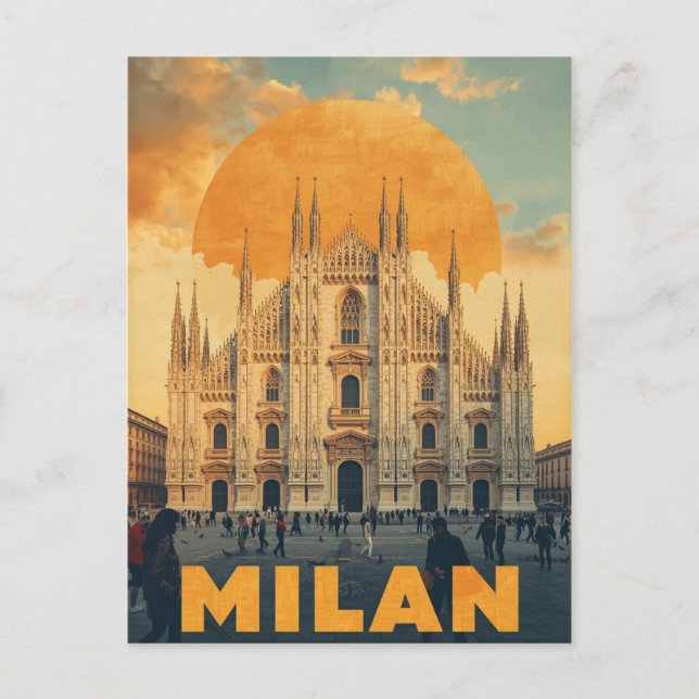 Retro Milan Kathedrale Postkarte (Vorderseite)