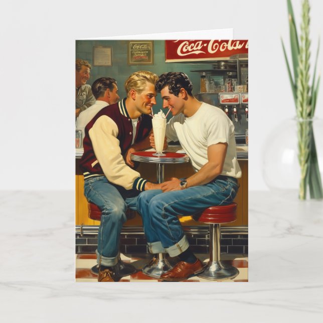 Retro-Milchshake-Umarmung Karte (Vorderseite)