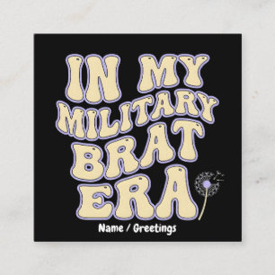 Retro-Militär-Gompertepoche Groovy Löwenzahn Lila Quadratische Visitenkarte