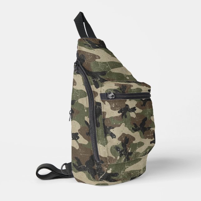 Retro-Militär-Tarnmuster Crossbody Bag (Linke Seite)