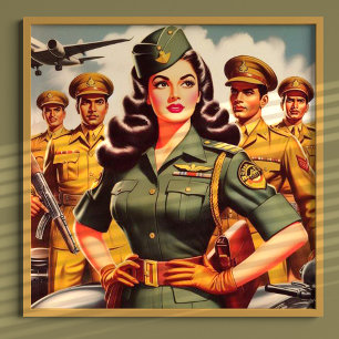 Retro Military Pinup Poster