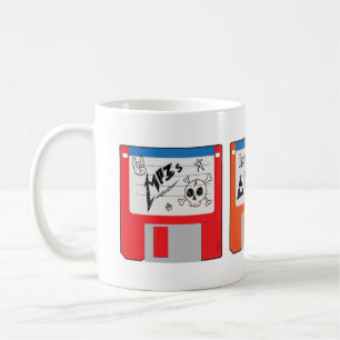Retro-Millennial-Core-Disketten mit Labels Kaffeetasse