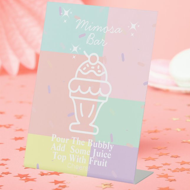 Retro Mimosa Bar Sockelschild (Retro Mimosa Bar Pedestal Sign)